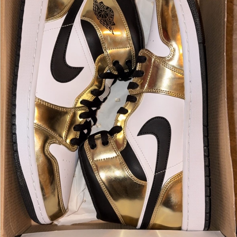 Gold and White High-Top Sneakers
